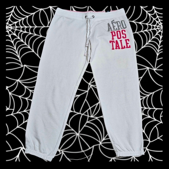 AEROPOSTALE White Joggers with Signature Pink Logo Graphics. XL NWT - Picture 2 of 9